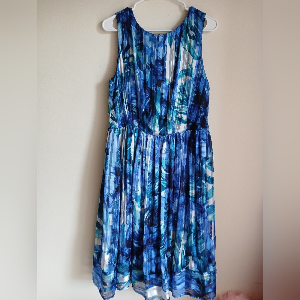 Luxe by Carmen Marc Valvo BluePatterned Dress size 14W